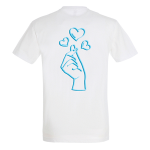 t-shirt-weiss-motiv-k-pop-fingerherz-blau